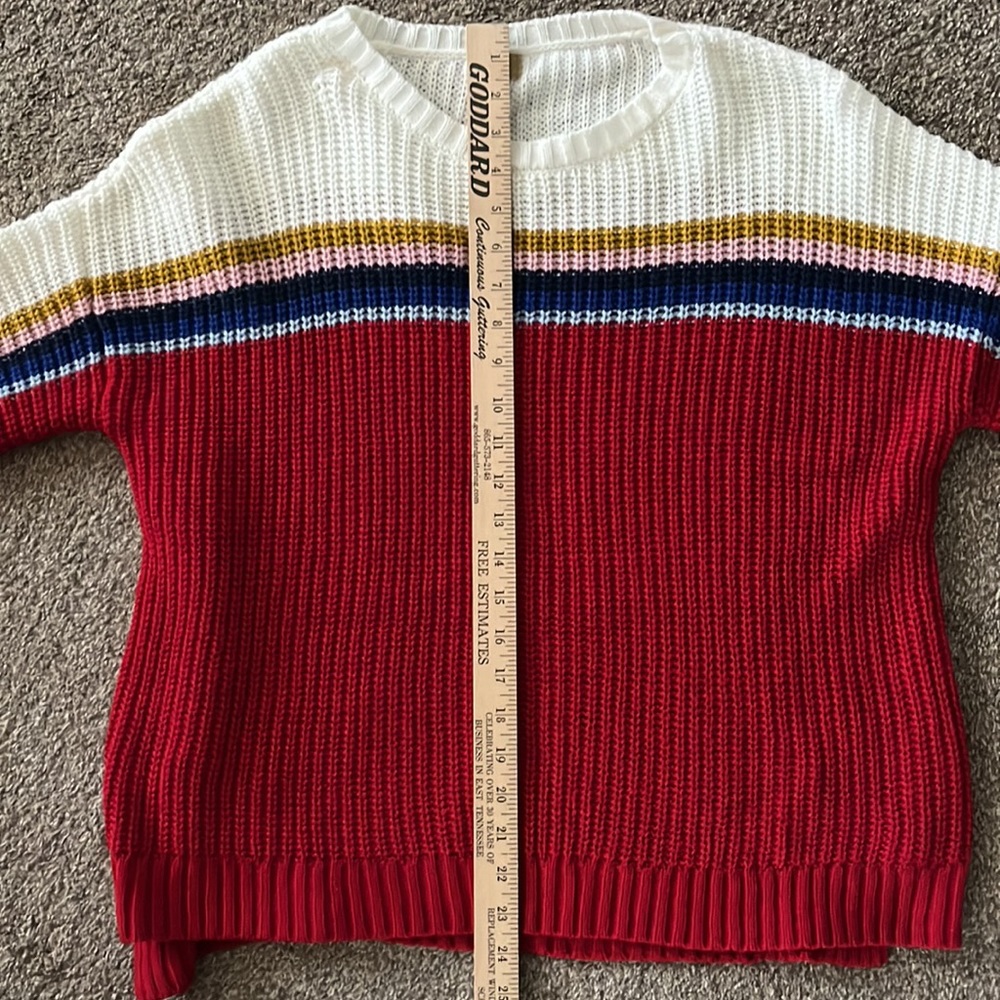 True Craft Rainbow Striped Knit Sweater Size Medium - Picture 7 of 11